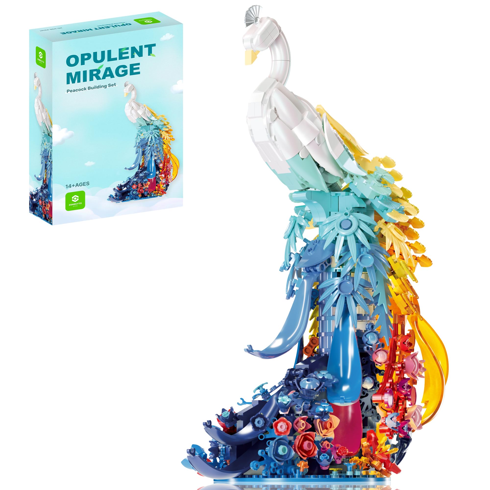 Amazon.com: ZONECYTD Peacock Building Sets Animal with Flowers Art